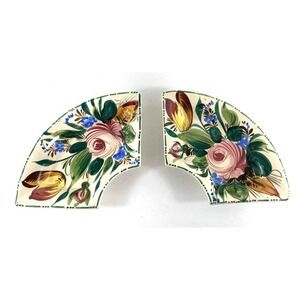 Lot of 2 Serving Dishes Hand Painted Floral Made In Italy 11" x 5.5" Gift